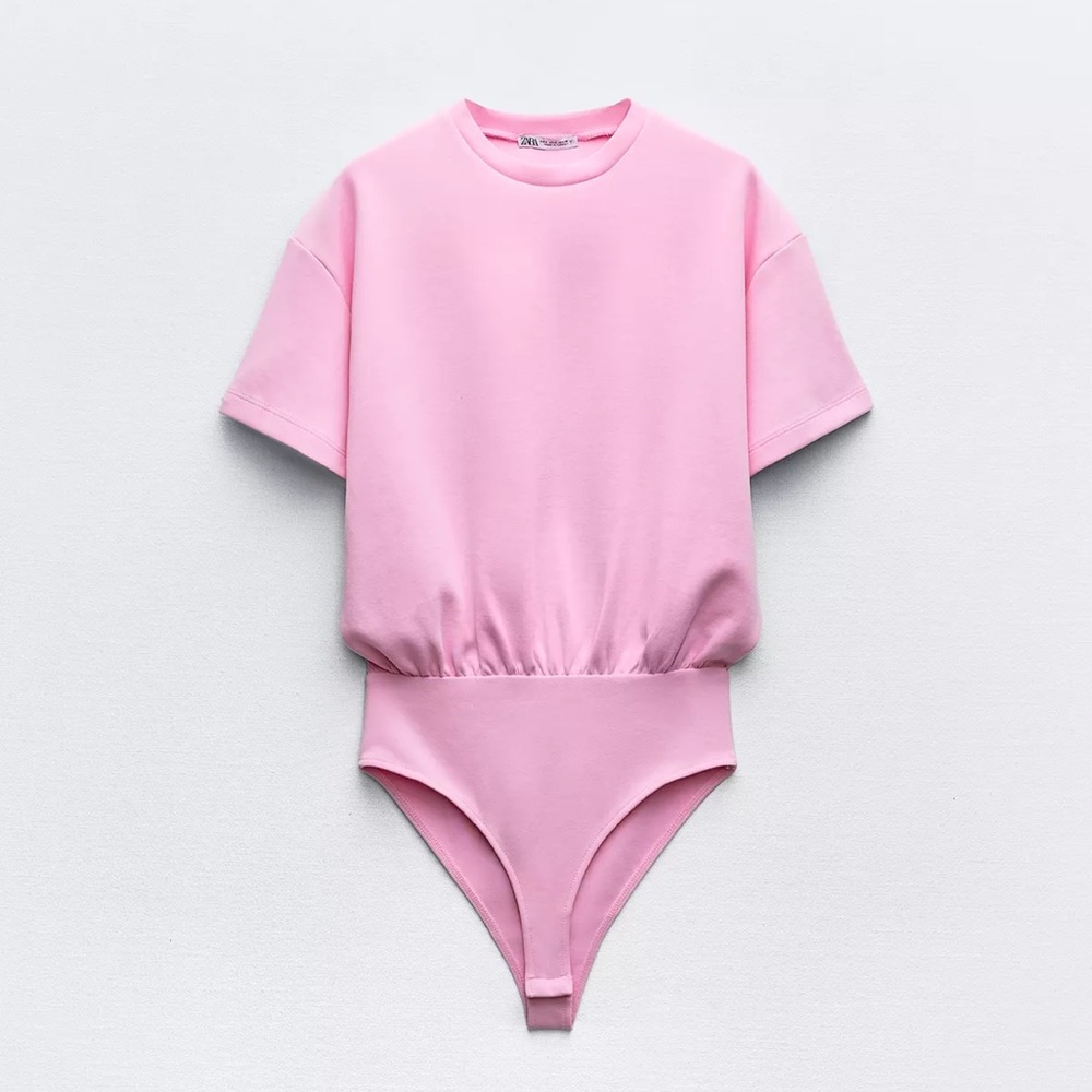 Zara Pink Interlock Bodysuit